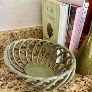 Mud century modern avocado green Ceramic Twist Basket Bowl